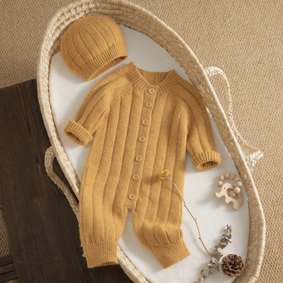 Ma&Baby 0-18M Warm Baby Clothing Knit Romper Newborn Infant Toddler Boy Girl Long Sleeve Jumpsuit + Hat Fall Spring Outfits