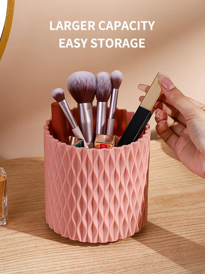 1PC Desk Stationery Storage Box Makeup Cartridge Mouth Red Storage Box Light Luxury Bucket Rotating Pen Holder