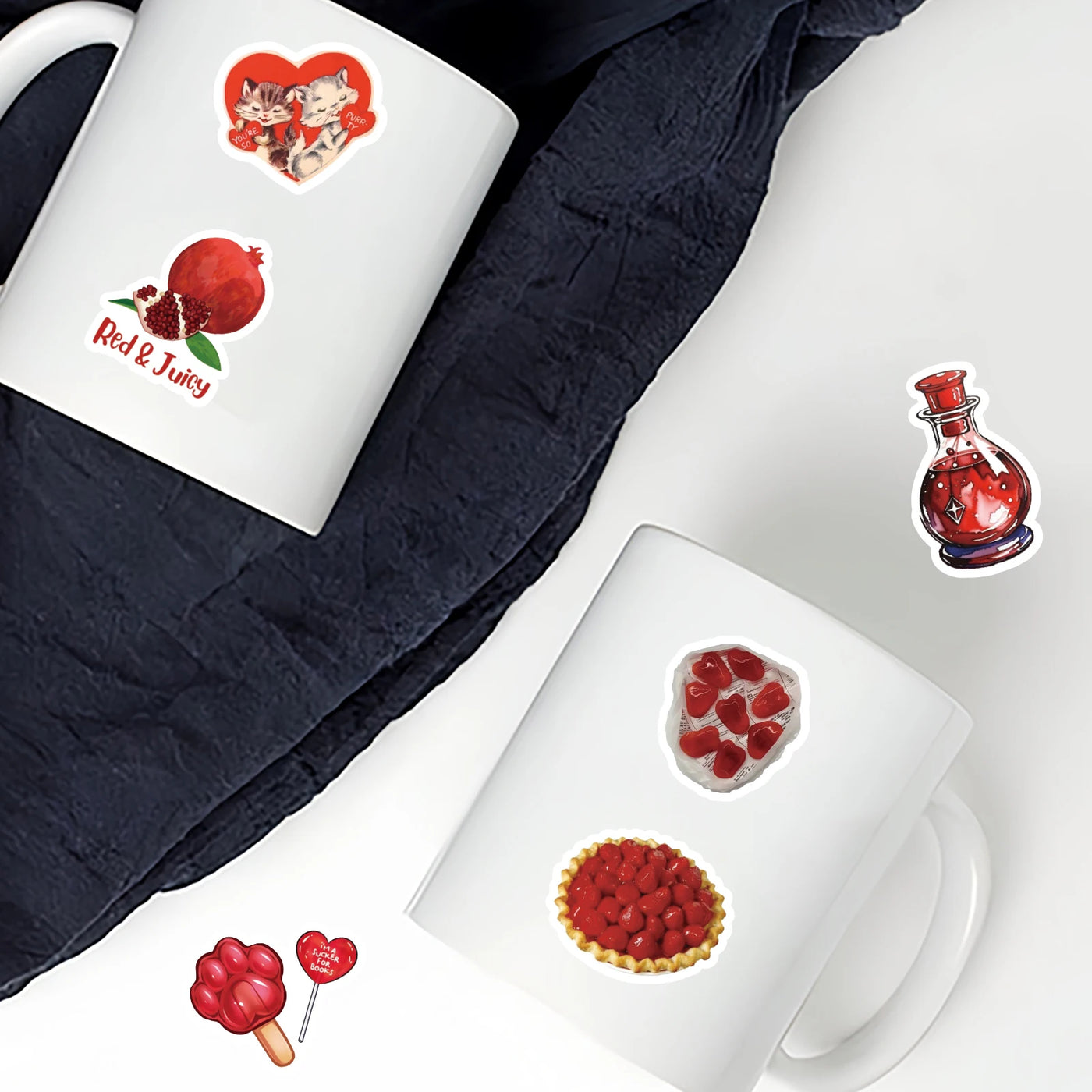 30pcs Rose, Cherry Red Graffiti Stickers Decorated Notebook Water Cup Suitcase Guitar Classic Toy Scrapbook Waterproof PVC Decal