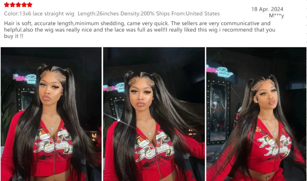 Natural Black Straight Lace Frontal Wigs Natural Color 13x6 HD Lace Frontal Human Hair Wigs 200 Density 46 Inches For Women
