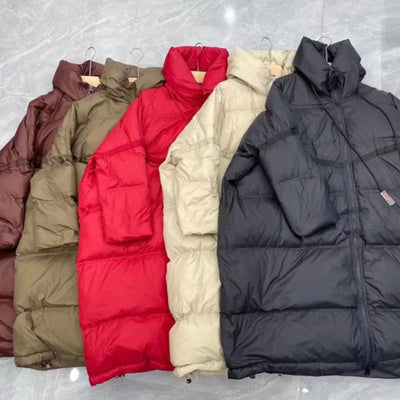 Winter Hooded Drawstring Loose Puffer Jacket Women Solid Oversize Casual Silhouette Long White Duck Down Warm Coat 2024 New Coat