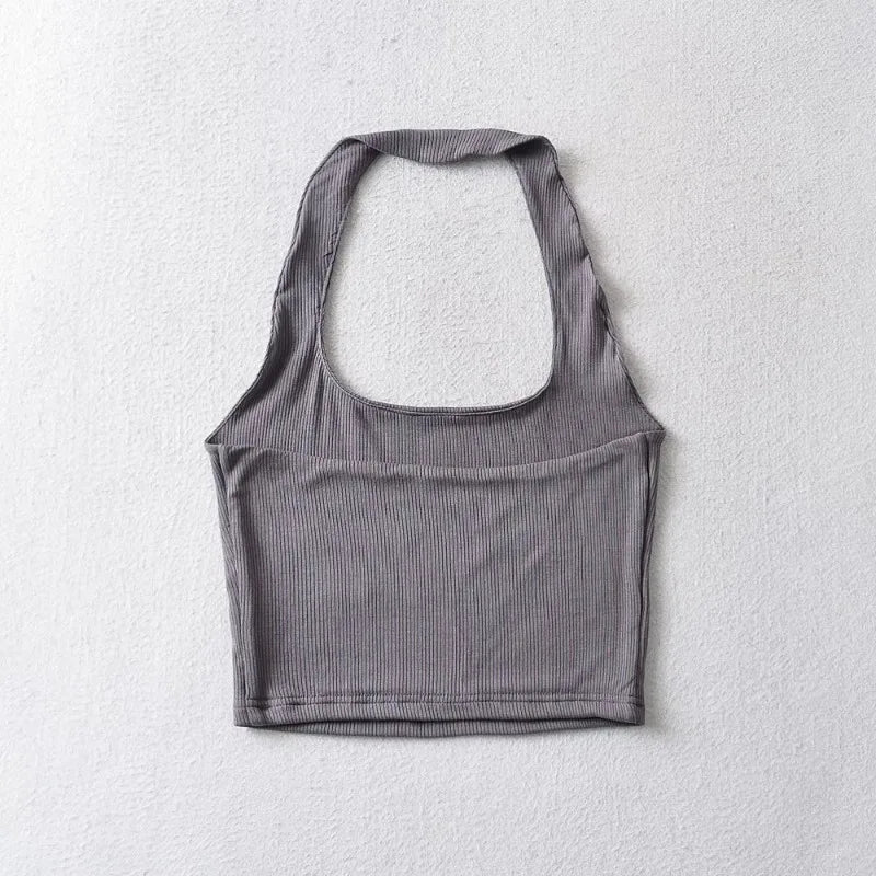 Sexy Women Crop Top 2023 Summer Double Halter Tops Sleeveless Tanks
