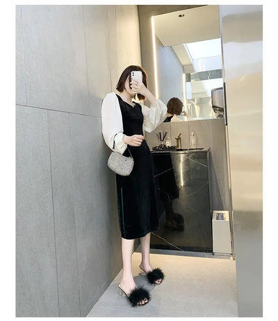 Mules Sandal Women Summer Outdoor Fashion Slippers Square Toe High Heels Office Ladies Feather Slides Chic Classics Furry Shoes