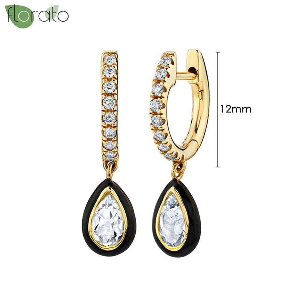 925 Sterling Silver Needle Fashion Round Pendant Small Earrings Luxury Gold Hoop Earrings for Women Premium Black Jewelry Gifts