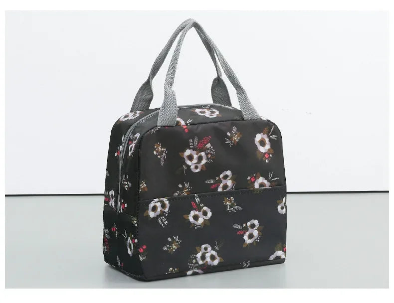 Functional Pattern Cooler Lunch Box Portable Insulated Canvas Lunch Bag Thermal Food Picnic Lunch Bags For Women Kids