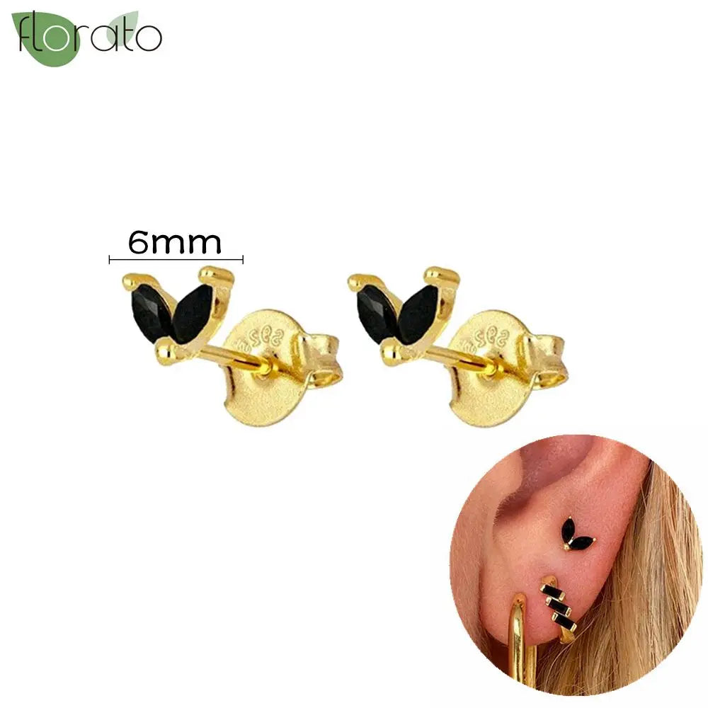 925 Sterling Silver Needle Fashion Round Pendant Small Earrings Luxury Gold Hoop Earrings for Women Premium Black Jewelry Gifts