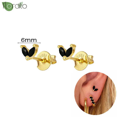 925 Sterling Silver Needle Fashion Round Pendant Small Earrings Luxury Gold Hoop Earrings for Women Premium Black Jewelry Gifts