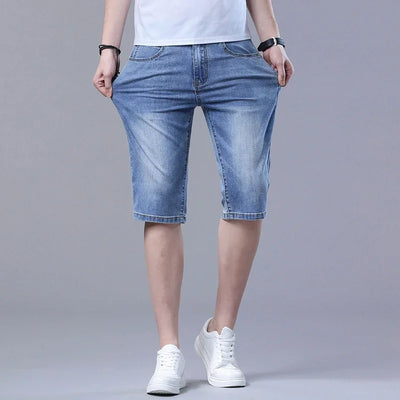 2024 New in SULEE Brand Summer  Men's Stretch Short Jeans Fashion Casual Slim Fit High Quality Elastic Denim Shorts Male Clothes