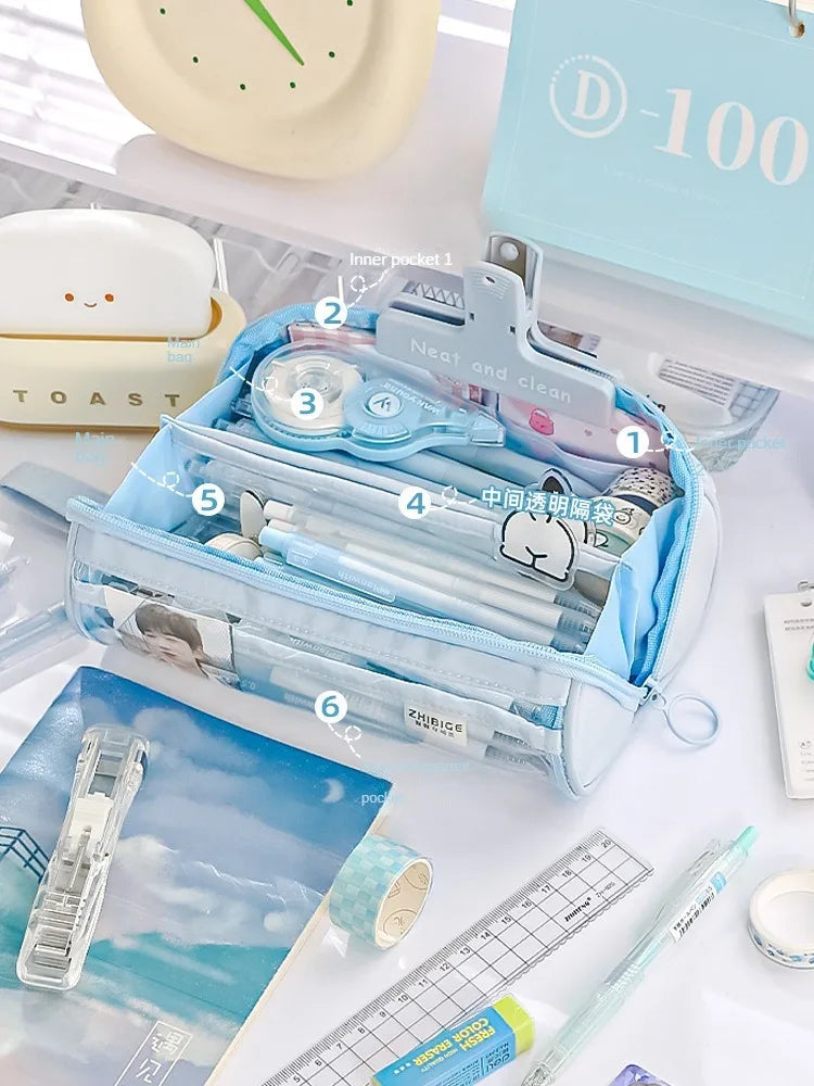 Transparent Pencil Case Creative Simple and Multifunctional Primary and Secondary School Student Stationery Pencil Case