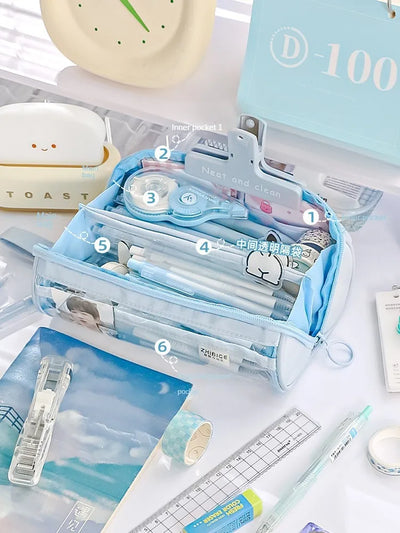 Transparent Pencil Case Creative Simple and Multifunctional Primary and Secondary School Student Stationery Pencil Case