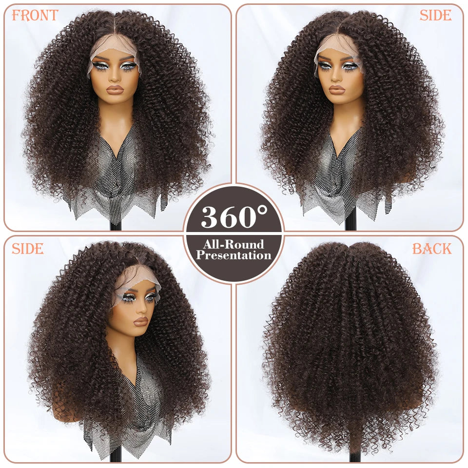 Lace Front Wigs 24 Inch Synthetic For Afro Women Chocolate Brown Lace Front Wigs For Female Curly Lace Front Wigs With Baby Hair