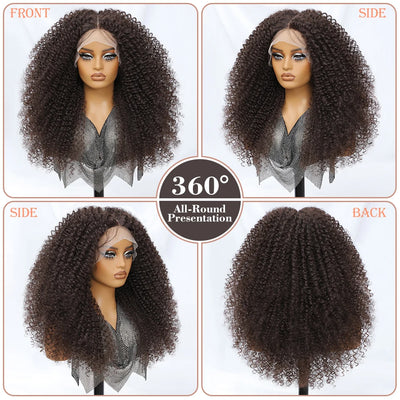 Lace Front Wigs 24 Inch Synthetic For Afro Women Chocolate Brown Lace Front Wigs For Female Curly Lace Front Wigs With Baby Hair