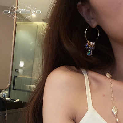925 Sterling Silver Colorful Tassel Fresh Water Pearl Hoop Earrings Original Design Handmade Womans Luxe Jewelry GE0904