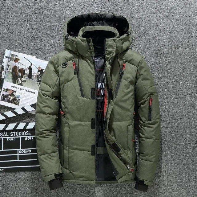 Men's Winter Parkas Hood Thick Warm Waterproof Jackets New Top Male Winter Jacket White Duck Down Parka Casual Goose Feather