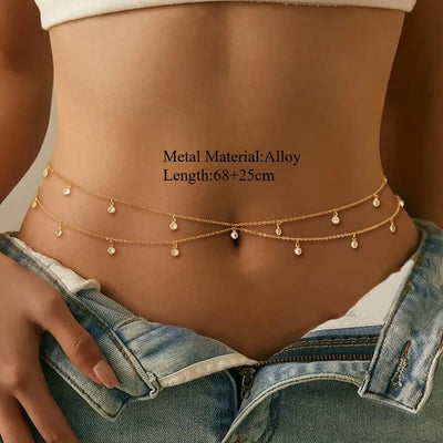 Loe| New Trendy Waist Belly Chain for Women Summer Beach Sexy Simple Body Chain Vacation Jewelry Accessories Punk