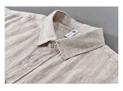 2025 Summer New Breathable Thin 100% Linen Short Sleeve Shirt for Men Casual Turn-down Collar Classic Shirt DC927