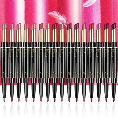 Matte Smooth Lipstick Sexy Soft Matte Red Purple Lipstick Crayon Carving Lip Contours Lip Liner Pencil Double Head Lipsticks