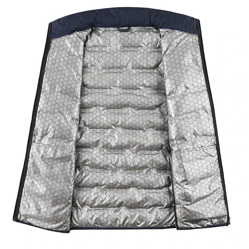 Men Windproof Puffer Jackets Stand Collar Casual Warm Down Coats Male Winter White Down Jacket