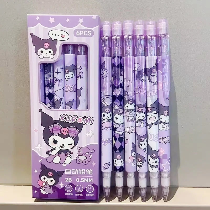 6Pcs/Set Cute Mechanical Pencils 0.5mm 2B Capybara Cartoon Auto Pencil with Eraser for Kids Students School Writing Supplies