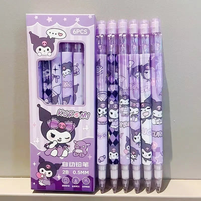6Pcs/Set Cute Mechanical Pencils 0.5mm 2B Capybara Cartoon Auto Pencil with Eraser for Kids Students School Writing Supplies