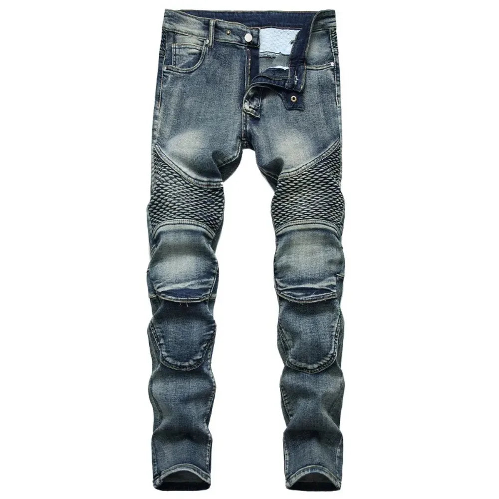 Jeans Men Long Pencil Pants Denim Pant High Waist Slim Fit Simple Zipper Splice Casual Regular Autumn Winter Straight Trousers