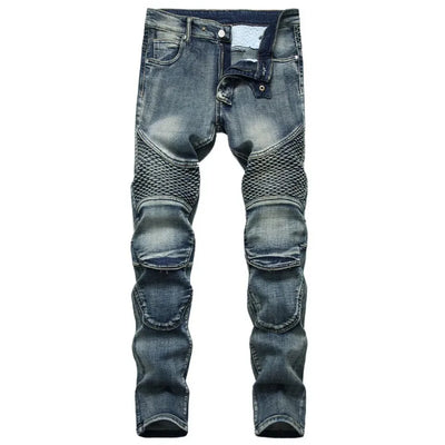 Jeans Men Long Pencil Pants Denim Pant High Waist Slim Fit Simple Zipper Splice Casual Regular Autumn Winter Straight Trousers