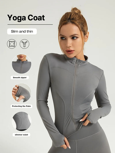 Jackets Women Coat Moisture Wicking Fitness Jackets Yoga Coat Women Shacket Stretchy Running Wear Slim Fit Sports Outerwear