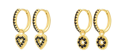 925 Sterling Silver Needle Fashion Round Pendant Small Earrings Luxury Gold Hoop Earrings for Women Premium Black Jewelry Gifts