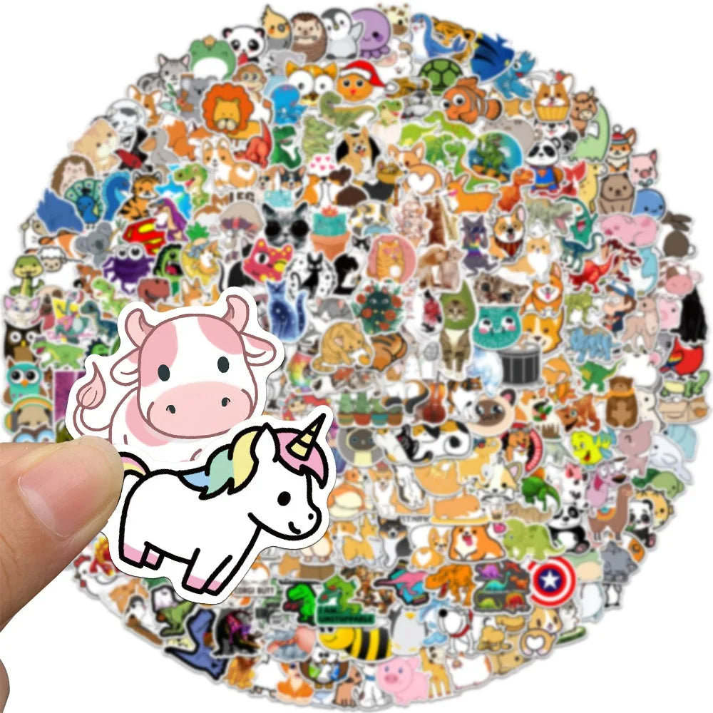 100/300PCS Mix Cute Cartoon Animals Graffiti Stickers DIY Phone Guitar Laptop Notebook Suitcase Cup Waterproof Sticker Kids Toy