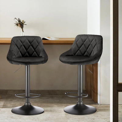 2-piece bar stool set, kitchen stool, upholstered bar stool, swivel bar stool height adjustable 85-105 cm, velvet seat, metal ba