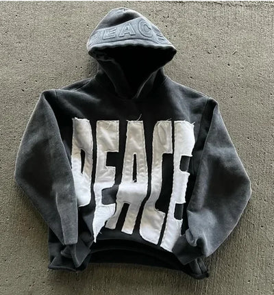 Harajuku Gothic Zipper Hoodie Y2k Letter Embroidered Spliced Sweater High Street Punk Clothing Loose Vintage Y2k Top Sweatshirt