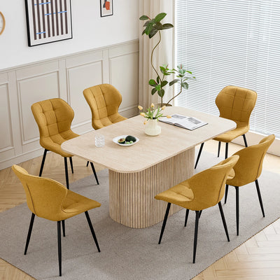 Nordic Solid Wood Dining Table, Corrugated Base Home Dining Table, Simple Kitchen / Dining Table, for 4 - 6 People