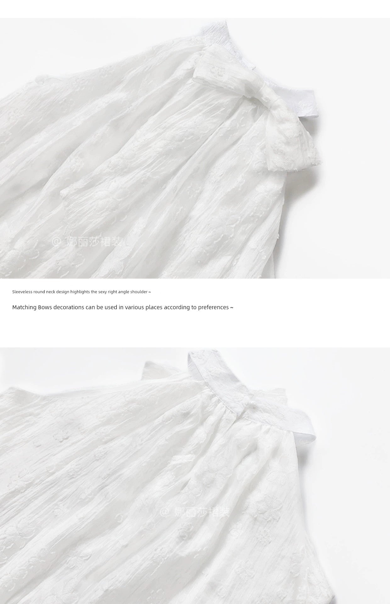 Cake White Halter Dress Loose Bow