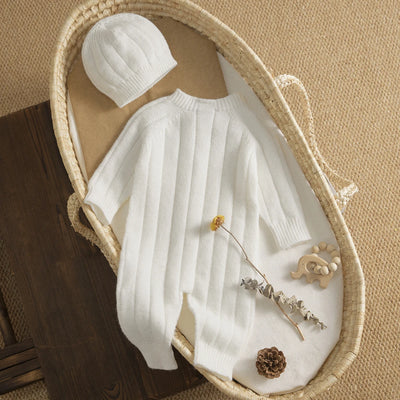 Ma&Baby 0-18M Warm Baby Clothing Knit Romper Newborn Infant Toddler Boy Girl Long Sleeve Jumpsuit + Hat Fall Spring Outfits