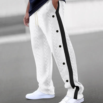 Jacquard Single-Breasted Side Stripe Sweatpants
