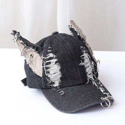 NEW y2k Hot Girl Graffiti Jeans Rabbit Ears Cowboy Baseball Hat Wash Graffiti Hip Hop Cap Women Men Party Team Baseball Cap
