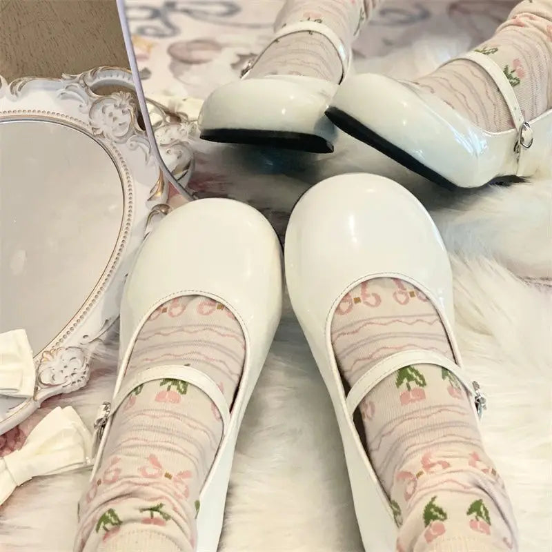 2025 Lolita Style Sweet Girls Princess Leather Shoes Elegant Bowknot Kids Ballet Shoes  Children Fashion Dresses Flat Shoes Soft