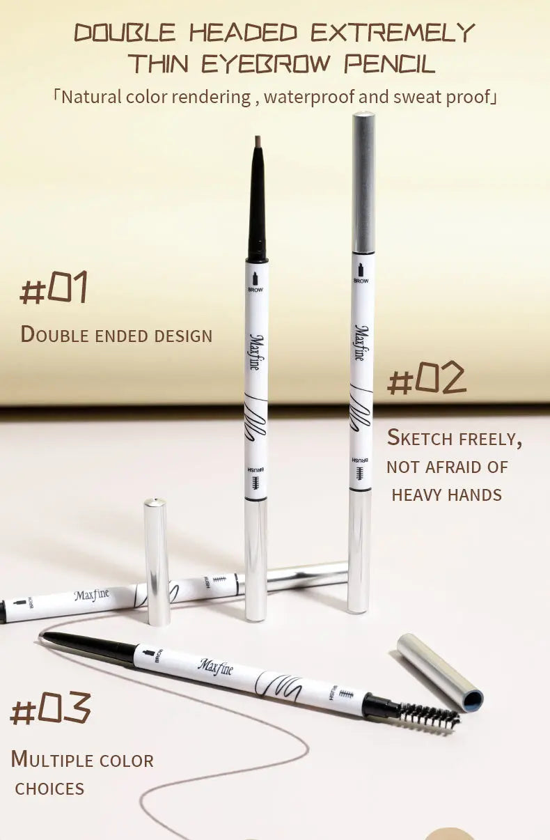 Double Head Fine Tube Eyebrow Pencil High Pigment Waterproof Not Easy To Fade Suitable For Beginners Eye Cosmetics