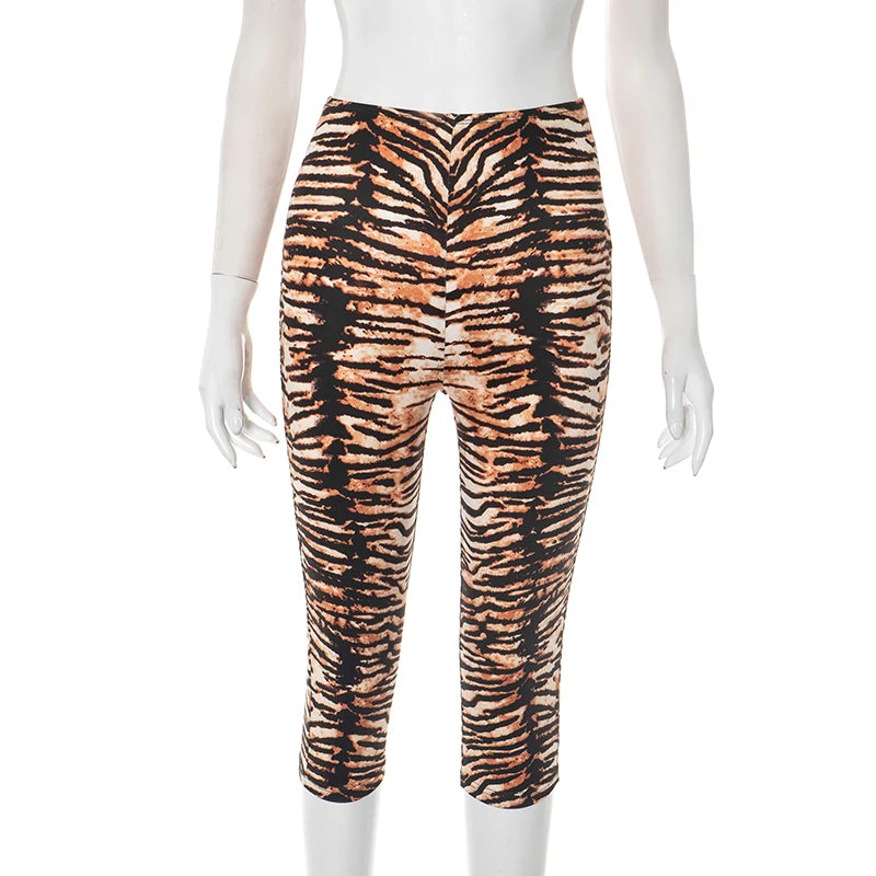 Tiger Print Stretch High-Waisted Pants