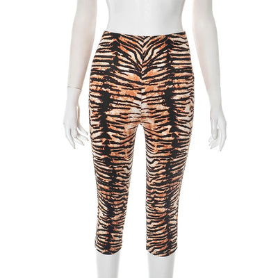 Tiger Print Stretch High-Waisted Pants