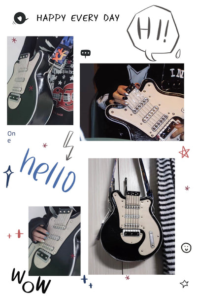 2024 Stylish Creative Y2g Sexy American Retro Guitar Shape Bag Bass Cartoon Backpack Messenger Bag Female Trendy Bag