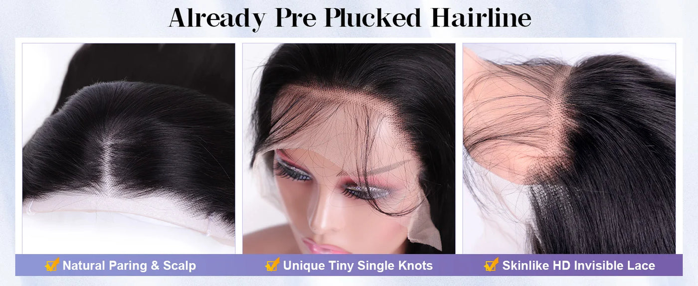 30 40 Inch 360 Full HD Straight Lace Frontal Wigs 200 Density 100% Human Hair Wig Brazilian PrePlucked Lace Front Human Hair Wig