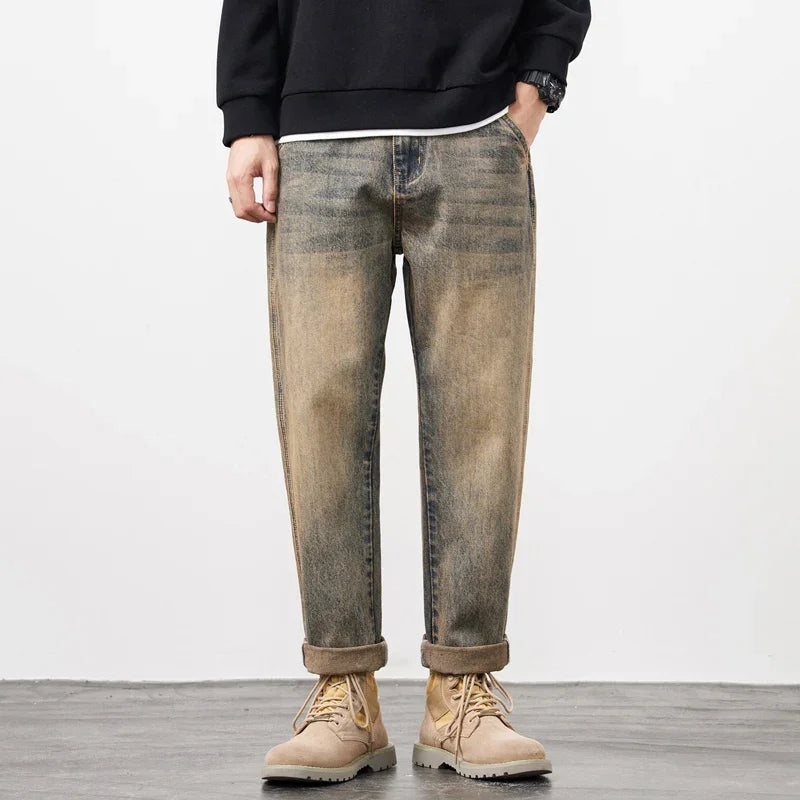 Men's Jeans Baggy Pants Loose Fit Harem Pants For Men Clothing Streetwear Fashion Pockets Patchwork Large Trousers Oversized 42