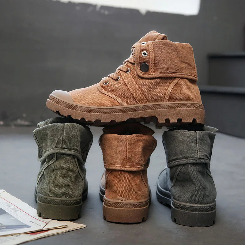 Ankle Boots for Men Sneakers Lace-up Outdoor Men Casual Shoes Flats Breathable Comfortable Canvas Shoes Male Zapatos Hombre