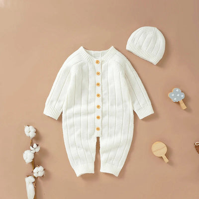 Ma&Baby 0-18M Warm Baby Clothing Knit Romper Newborn Infant Toddler Boy Girl Long Sleeve Jumpsuit + Hat Fall Spring Outfits