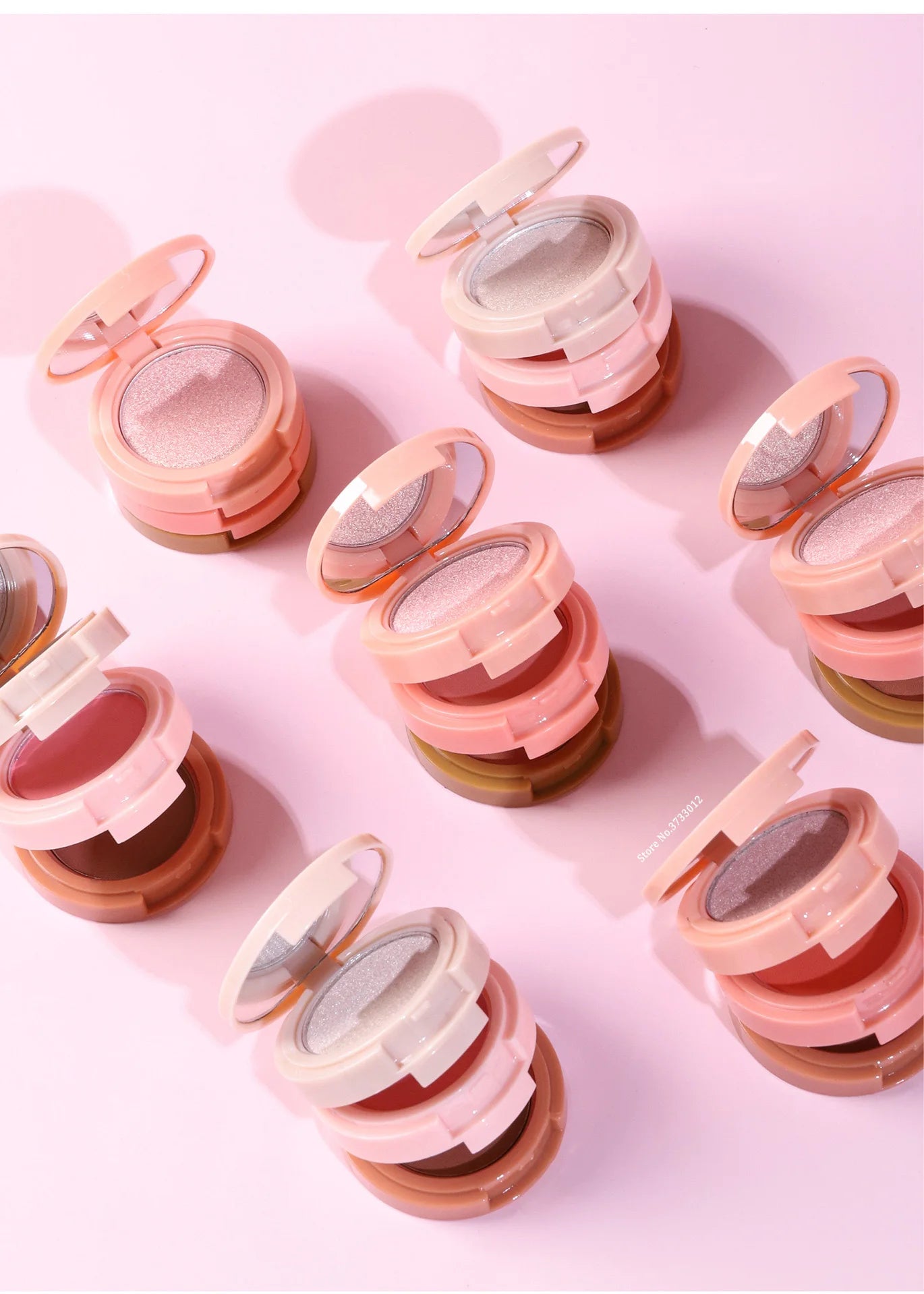 3-In-1 Face Bronzer Highlighter Makeup Palette Matte Pearlescent Blush Contouring Shadow Brighten Three-layer All-in-one Palette