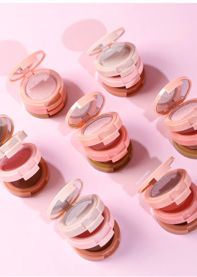 3-In-1 Face Bronzer Highlighter Makeup Palette Matte Pearlescent Blush Contouring Shadow Brighten Three-layer All-in-one Palette