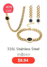 3pcs Trendy Stainless Steel Roman Digital Wafer Earrings Necklace Set for Women Black White Shells Party Jewelry