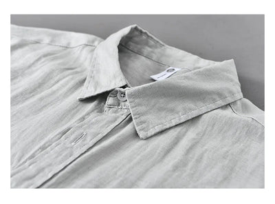 2025 Summer New Breathable Thin 100% Linen Short Sleeve Shirt for Men Casual Turn-down Collar Classic Shirt DC927