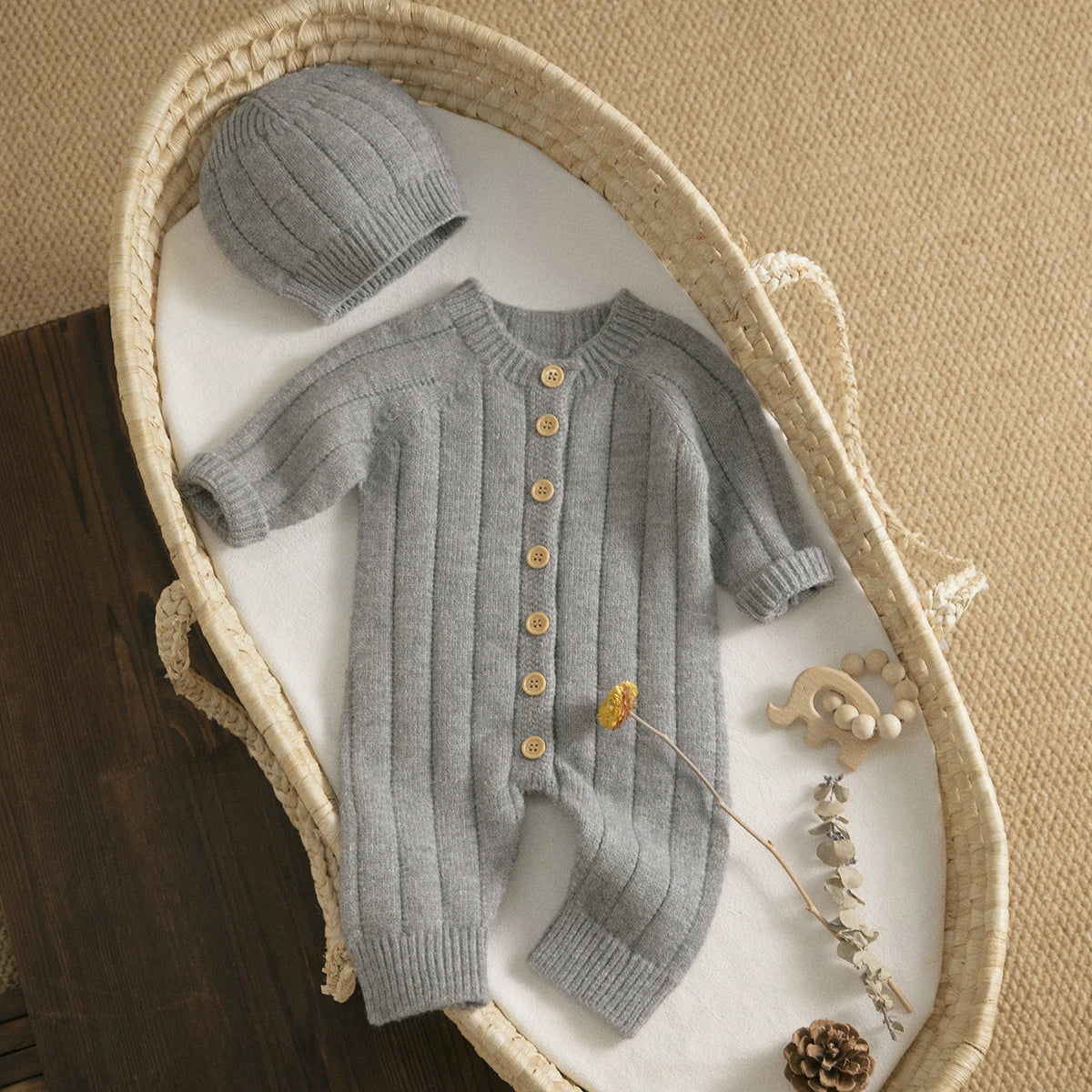 Ma&Baby 0-18M Warm Baby Clothing Knit Romper Newborn Infant Toddler Boy Girl Long Sleeve Jumpsuit + Hat Fall Spring Outfits